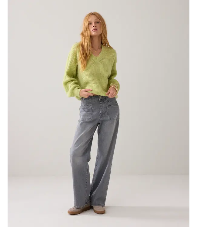 7s7964-70044/MistyLime Boxy trui patent steek