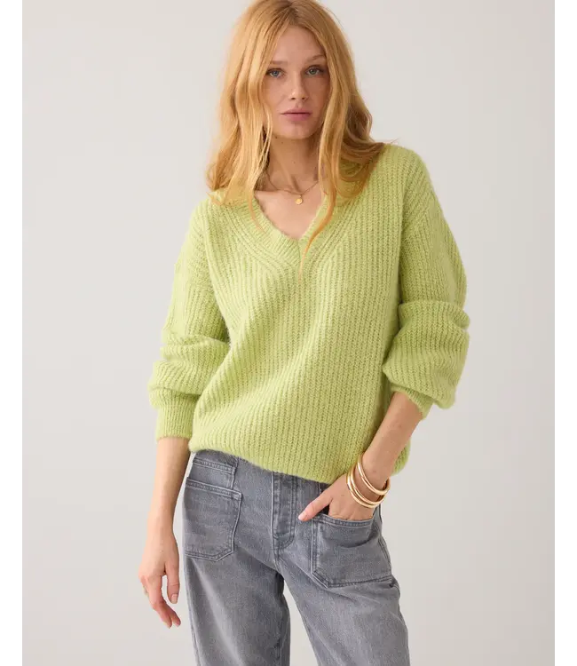 7s7964-70044/MistyLime Boxy trui patent steek