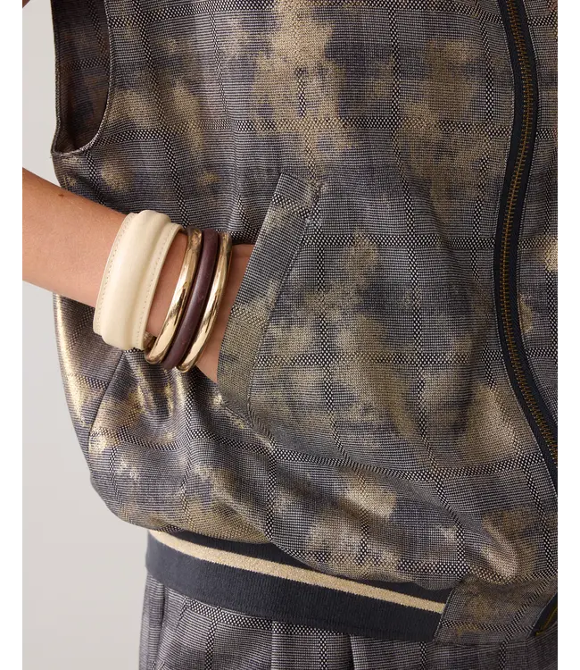 9s141-12279/000990-Black  Gilet Check with foil