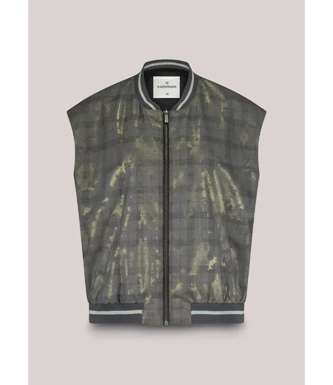 9s141-12279/000990-Black  Gilet Check with foil