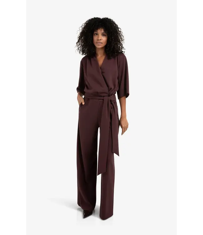 01-349023-511/91619  Jersey jumpsuit with short sleeves and tie belt