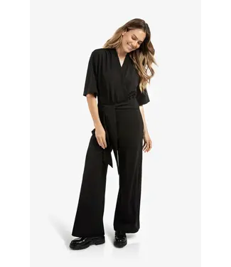 YAYA 01-349023-511/00001  Jersey jumpsuit with short sleeves and tie belt
