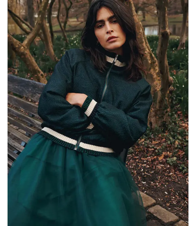 1s1273-12333/000650-EmeraldGreen  Bomber jacket Glitter jacquard