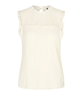 MP202486/OffWhite  Top Mouwloos Kant