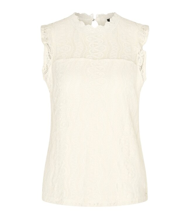 MP202486/OffWhite  Top Mouwloos Kant