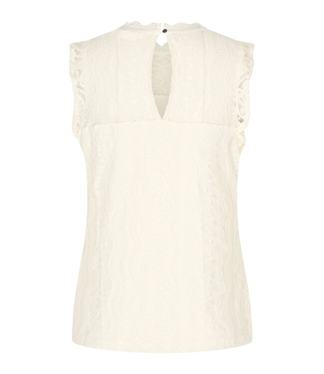 MP202486/OffWhite  Top Mouwloos Kant