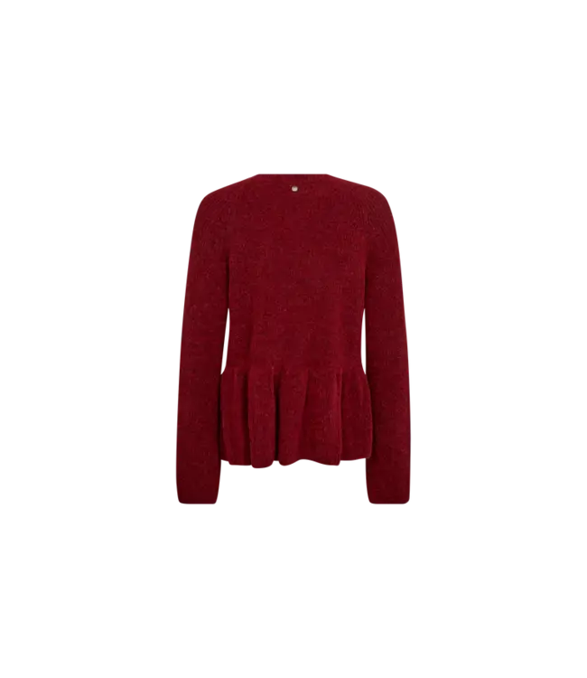 175390/RhythmicRed  MMThora O-Neck Frill Knit