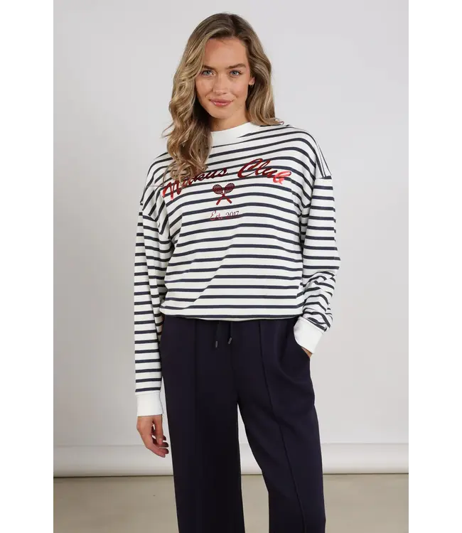 NKS03033-White/Blue  Paige Sweater Stripe