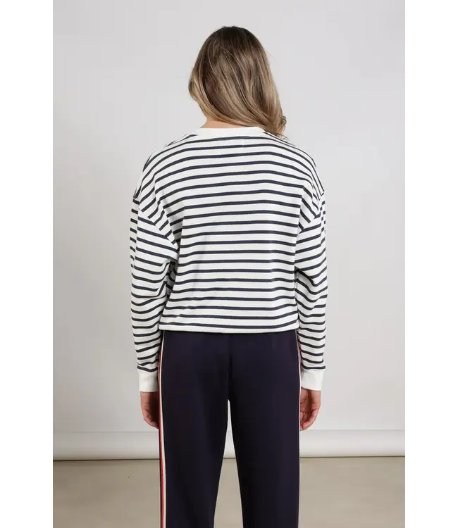 NKS03033-White/Blue  Paige Sweater Stripe