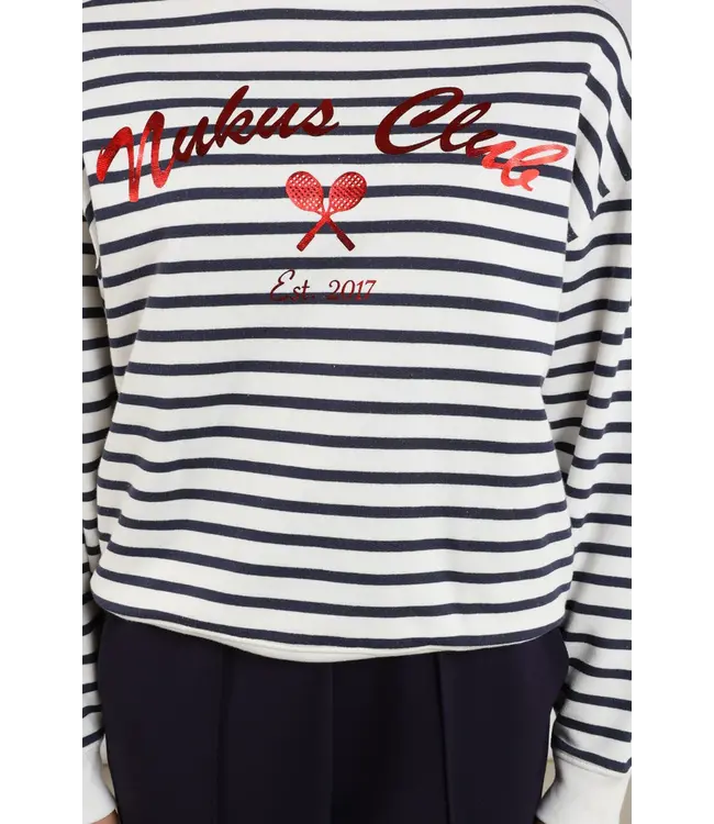NKS03033-White/Blue  Paige Sweater Stripe