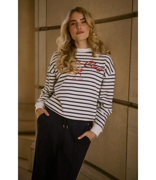 NKS03033-White/Blue  Paige Sweater Stripe