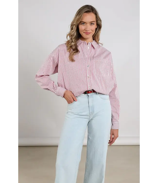 NKS02104-Kiss/Offwhite  Ariana Blouse Stripe