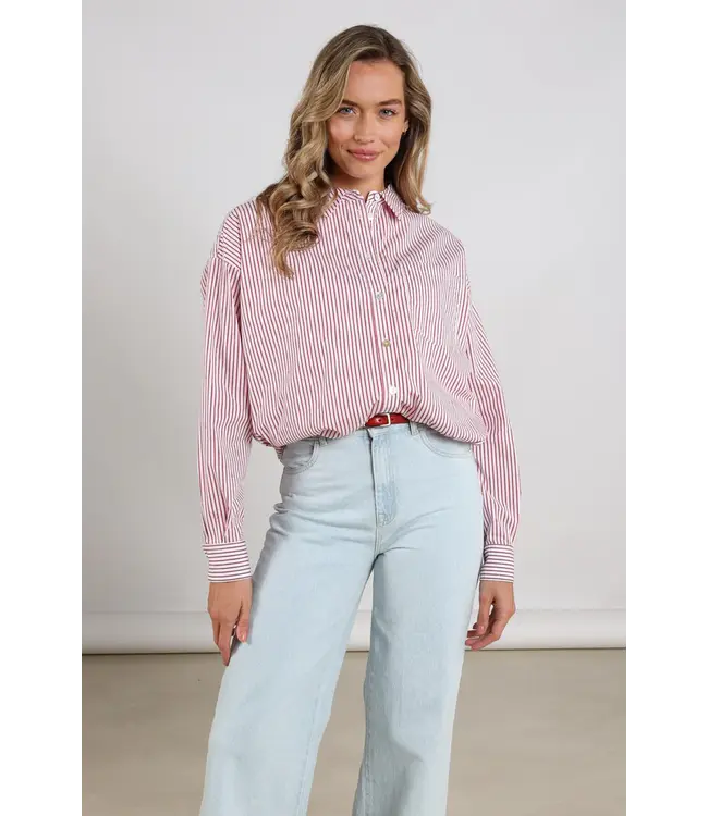 NKS02104-Kiss/Offwhite  Ariana Blouse Stripe