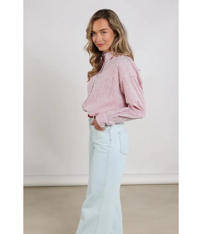 NKS02104-Kiss/Offwhite  Ariana Blouse Stripe