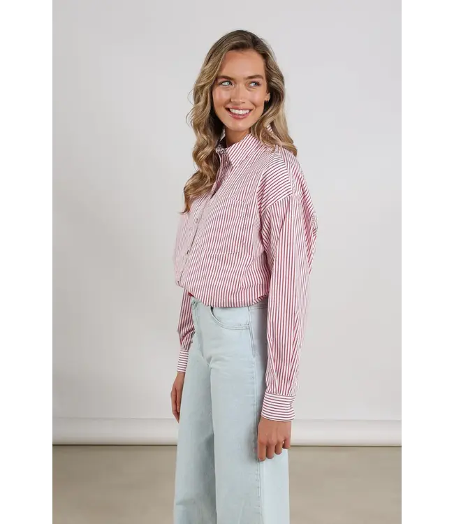 NKS02104-Kiss/Offwhite  Ariana Blouse Stripe