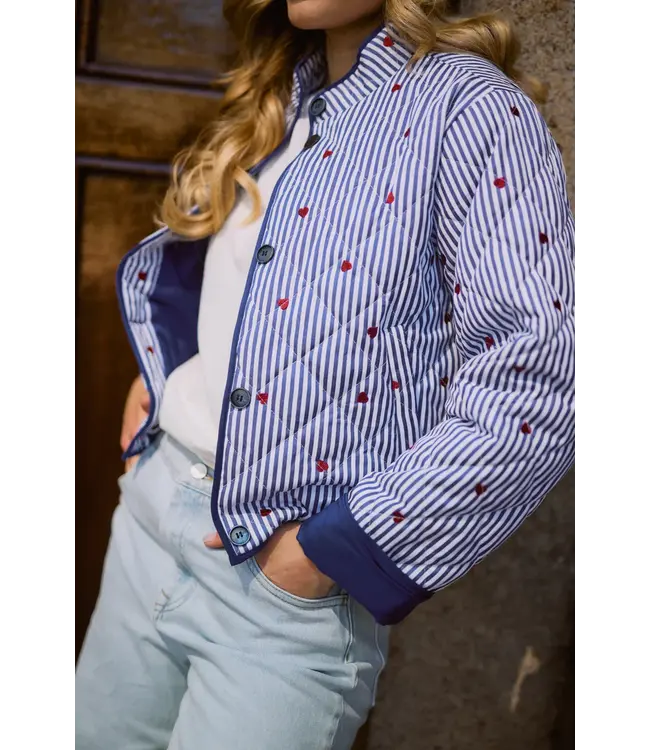 NKS13053-Offwhite/Navy  June Jacket Stripe