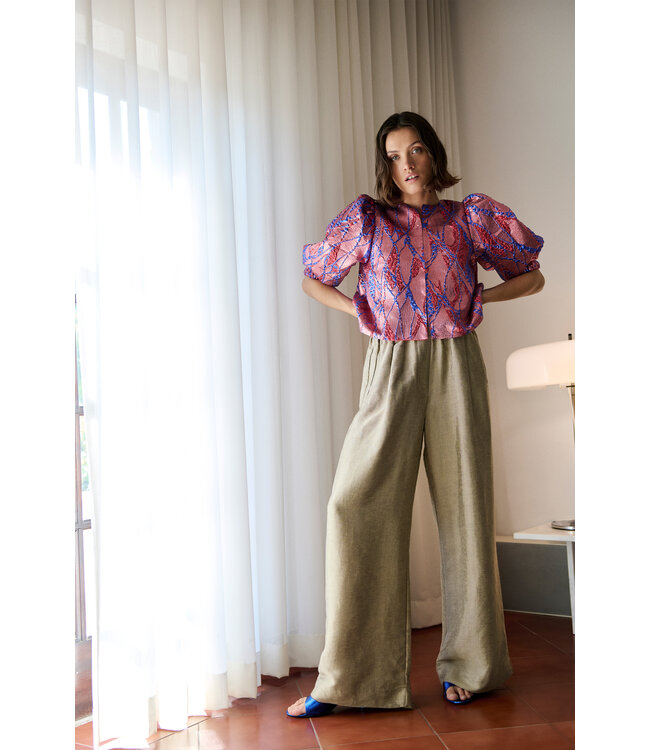 26112047/Coral  Mauri jacquard blouse