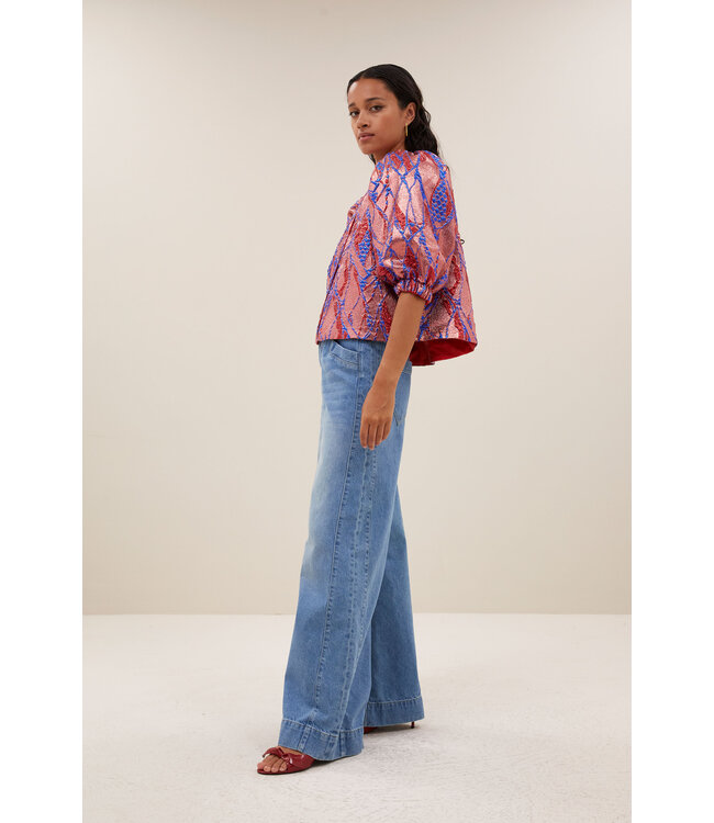 26112047/Coral  Mauri jacquard blouse