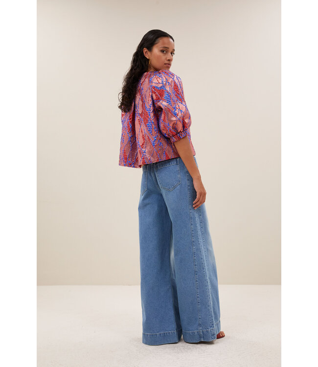 26112047/Coral  Mauri jacquard blouse