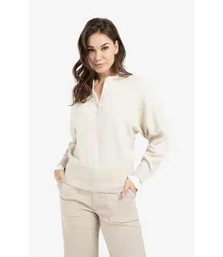 YAYA 01-000546-601/990402  Sweater with inserted blouse collar and button detail