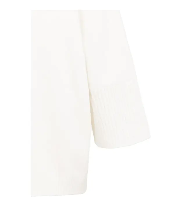 01-000437-601/100022  Sweater with ribbed three-quarter sleeves and mock neck