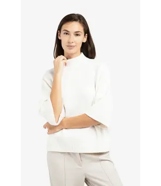 YAYA 01-000437-601/100022  Sweater with ribbed three-quarter sleeves and mock neck