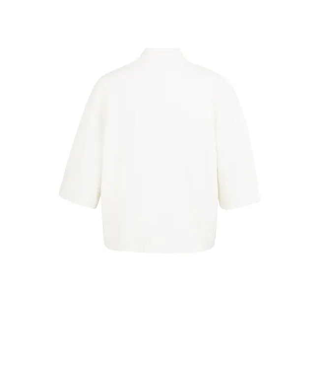 01-000437-601/100022  Sweater with ribbed three-quarter sleeves and mock neck