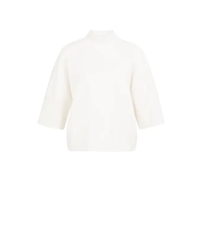 01-000437-601/100022  Sweater with ribbed three-quarter sleeves and mock neck