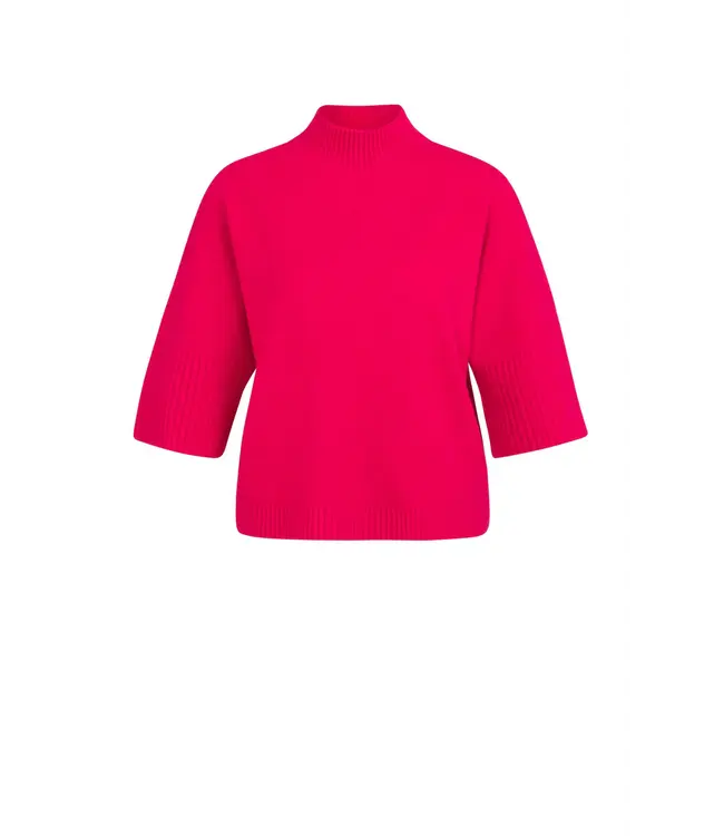 01-000437-601/818522  Sweater with ribbed three-quarter sleeves and mock neck