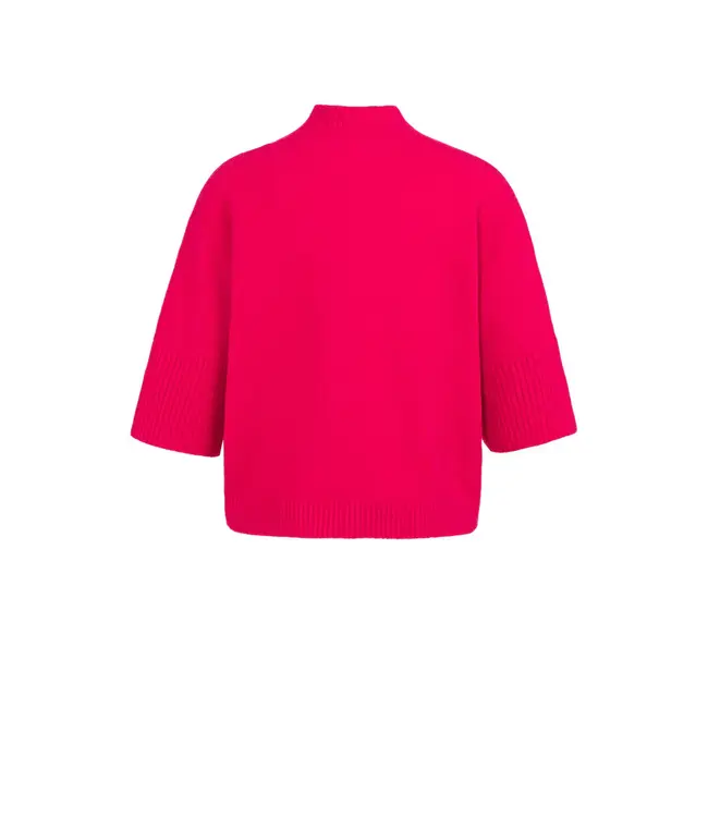 01-000437-601/818522  Sweater with ribbed three-quarter sleeves and mock neck