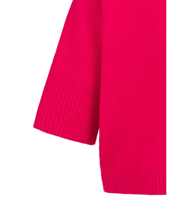 01-000437-601/818522  Sweater with ribbed three-quarter sleeves and mock neck