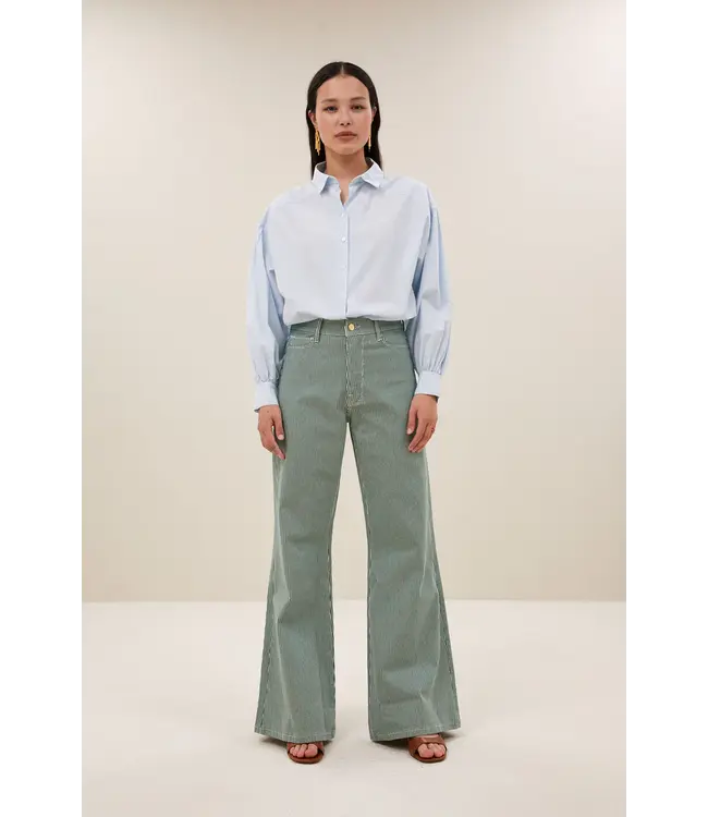 26218028/DarkGreenStripe  femme stripe pants