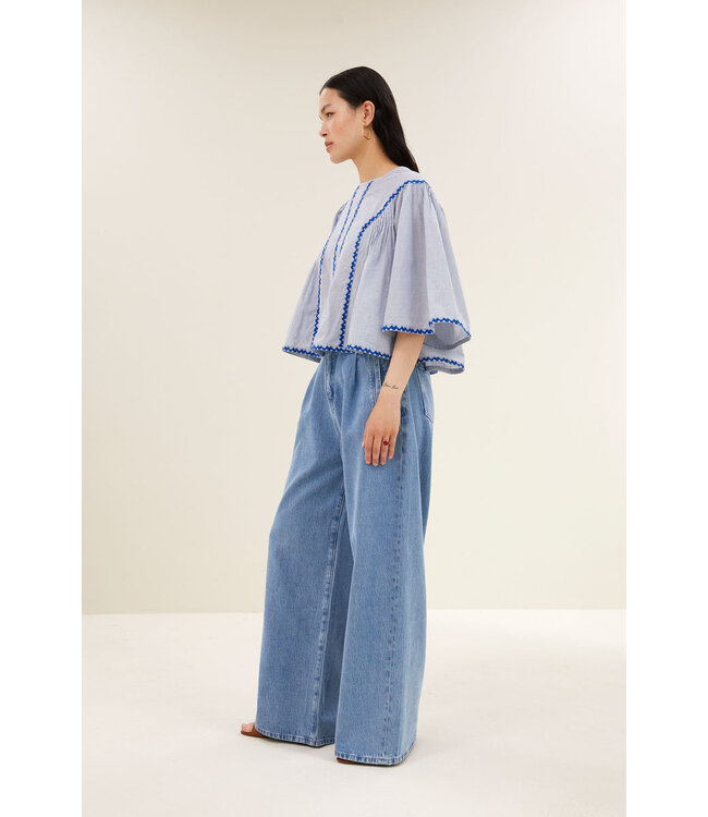 261120222/BluePinStripe  davin pinstripe blouse