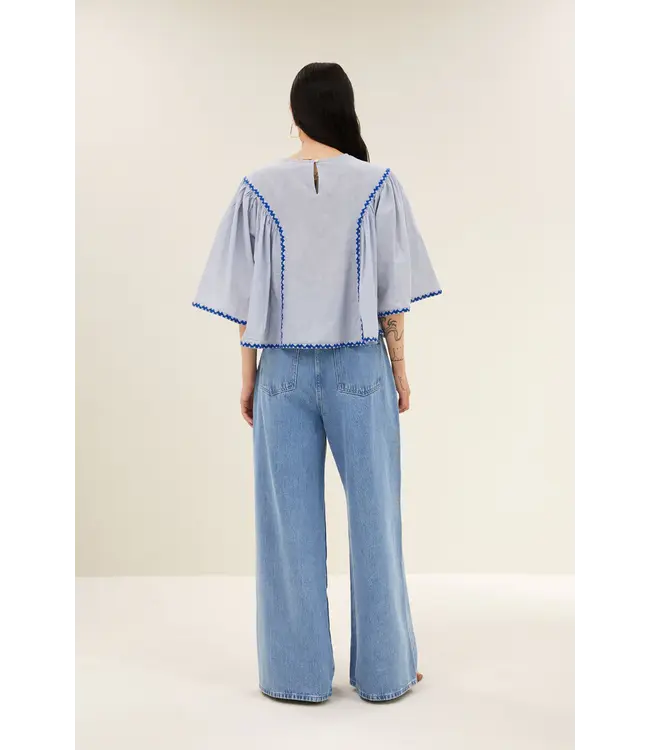 261120222/BluePinStripe  davin pinstripe blouse