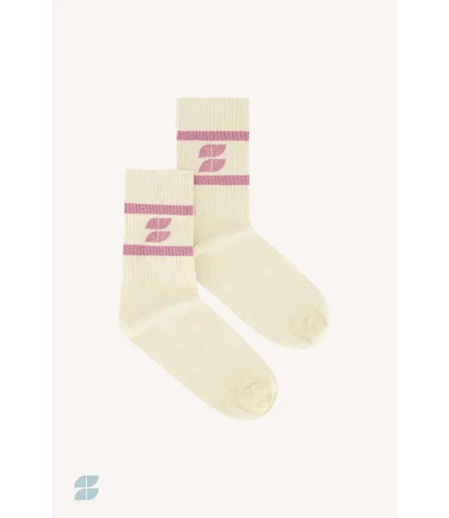 109056  Logo sparkle oyster socks ASH ROSE
