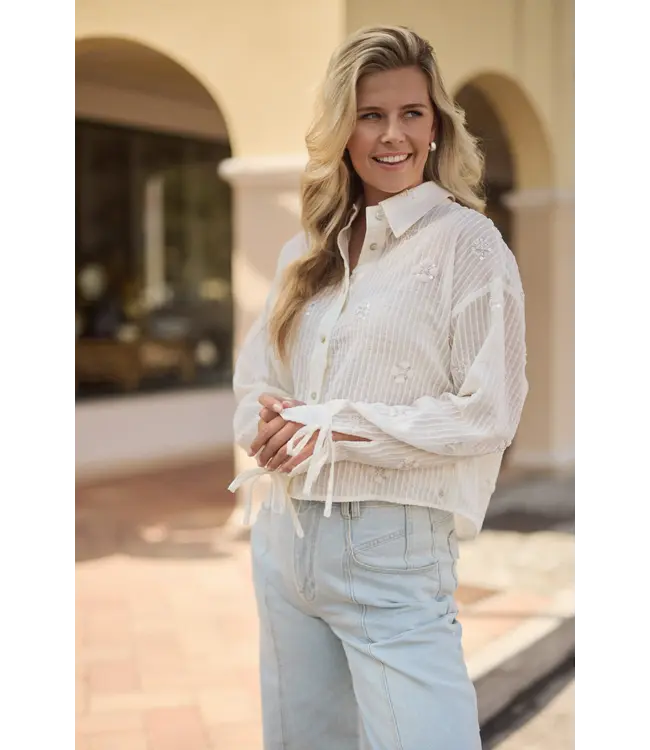 NKS02200-OffWhite  Bailey Blouse Beads