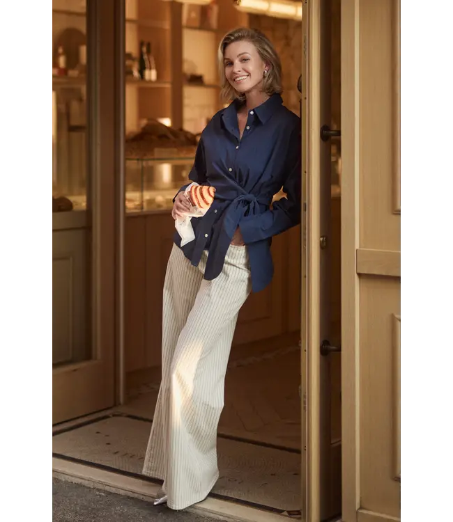 NKS09065-Offwhite/Navy  Senna Pants Stripe