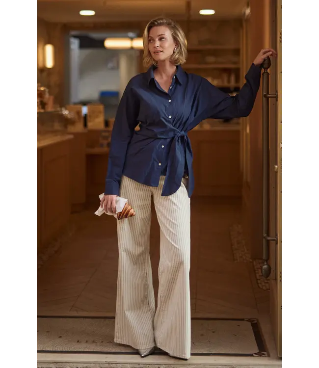 NKS09065-Offwhite/Navy  Senna Pants Stripe