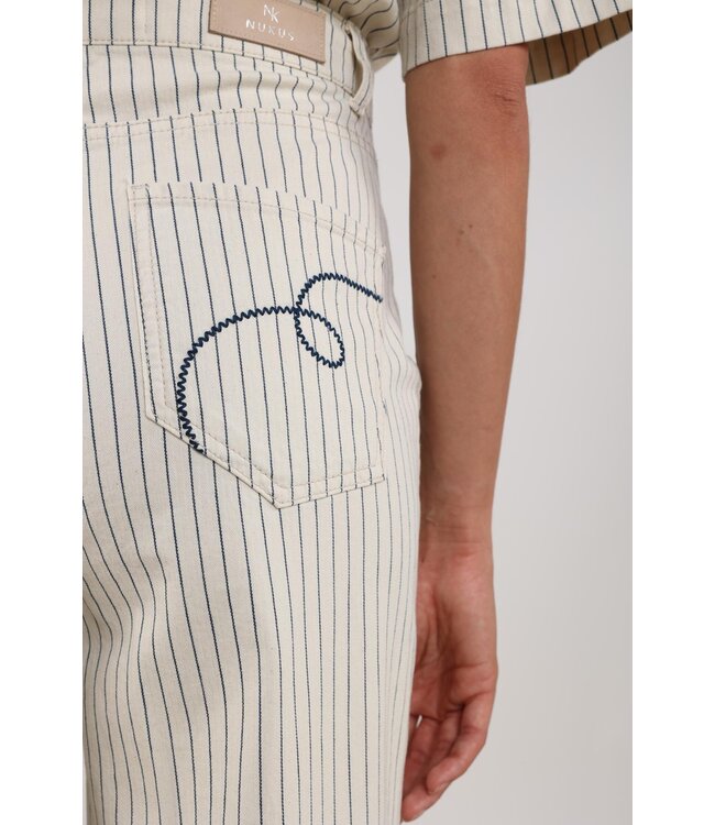 NKS09065-Offwhite/Navy  Senna Pants Stripe
