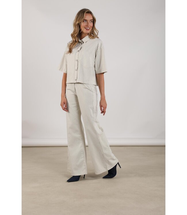 NKS09065-Offwhite/Navy  Senna Pants Stripe