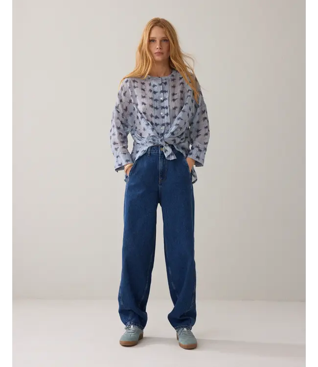 2s3463-12368/000423-Softblue  Blouse Tie dye stripe