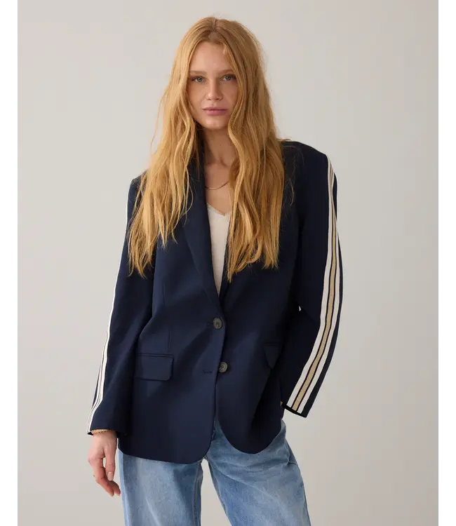 1s1283-12364/000495-Midnightblue  Blazer with tape Viscose blend