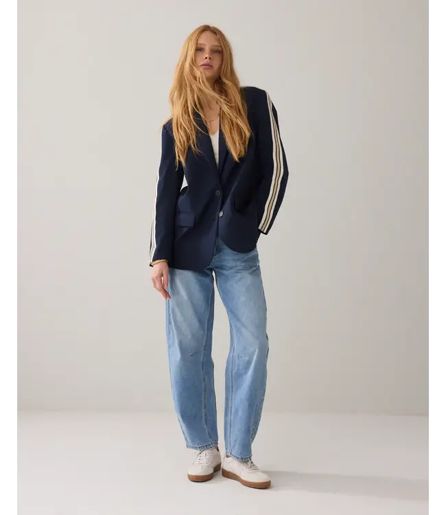 1s1283-12364/000495-Midnightblue  Blazer with tape Viscose blend