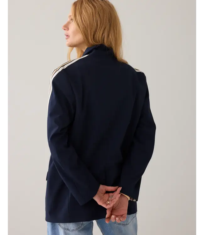 1s1283-12364/000495-Midnightblue  Blazer with tape Viscose blend