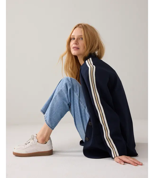 1s1283-12364/000495-Midnightblue  Blazer with tape Viscose blend