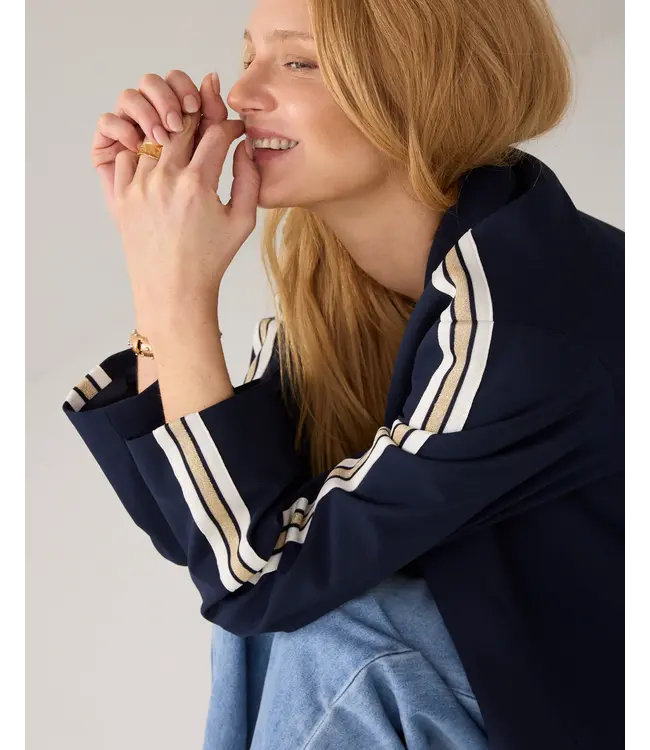 1s1283-12364/000495-Midnightblue  Blazer with tape Viscose blend