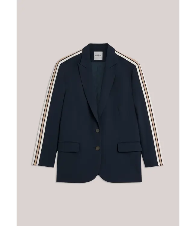 1s1283-12364/000495-Midnightblue  Blazer with tape Viscose blend