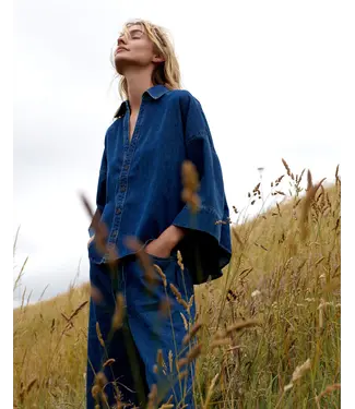 Summum Woman 2s3346-5184/000453-Denim  Blouse denim kimono Light cotton twill