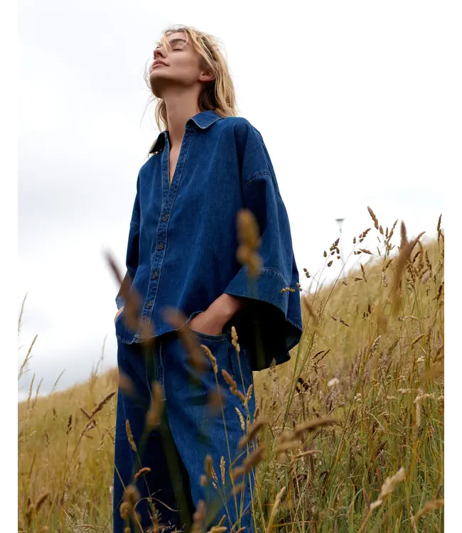 2s3346-5184/000453-Denim  Blouse denim kimono Light cotton twill