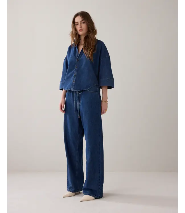 2s3346-5184/000453-Denim  Blouse denim kimono Light cotton twill